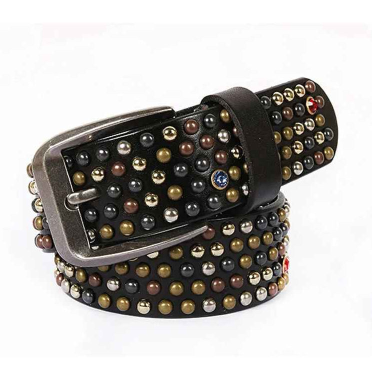 Solara Rhinestone Leather Belt