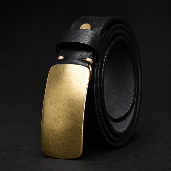 Forged Brass Buckle Leather Belt