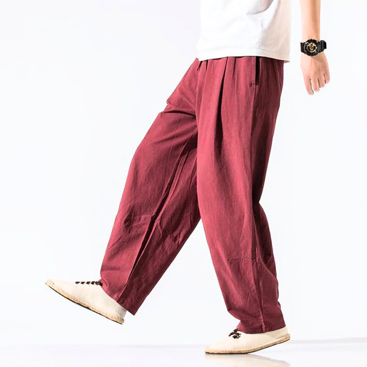 Raw Linen-Cotton One-Tone Pant