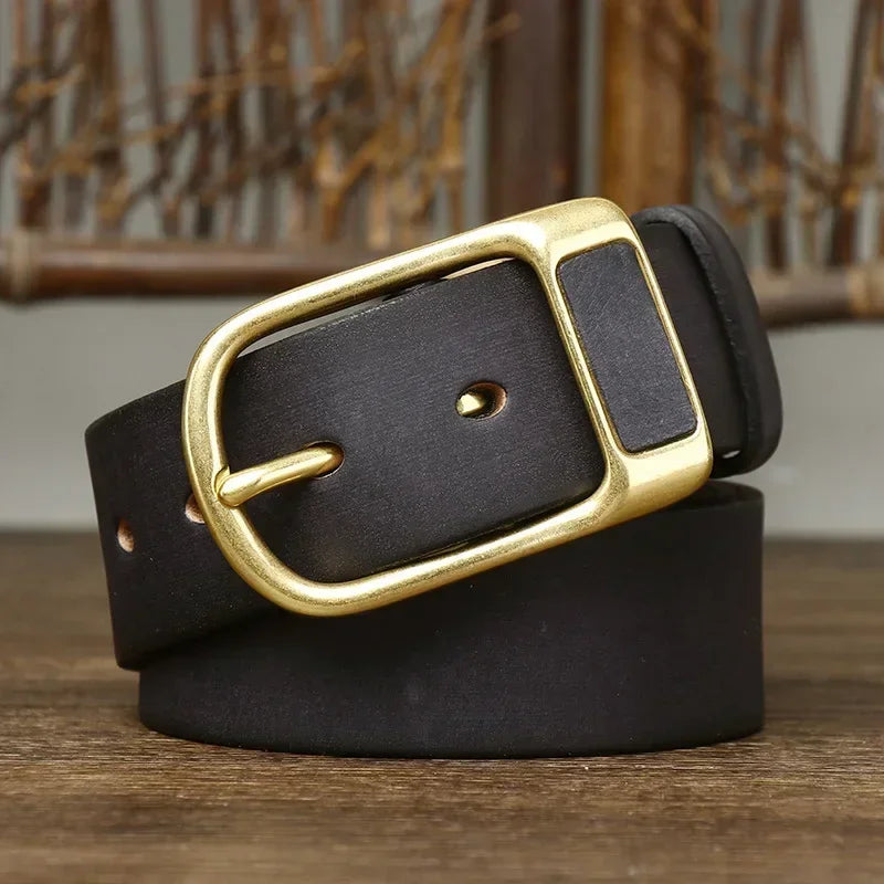 Renzo Brass Buckel Leather Belt