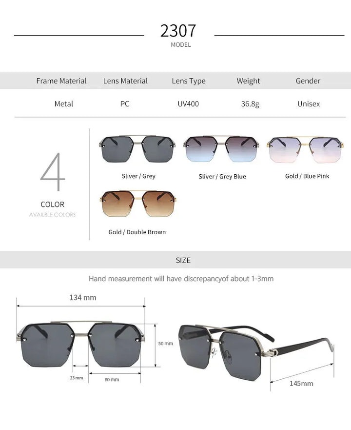 Luxury Semi Rimless Sunglasses