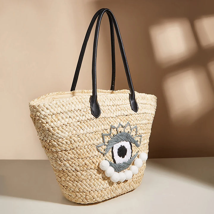 Evil Eye Woven Charm Handbag