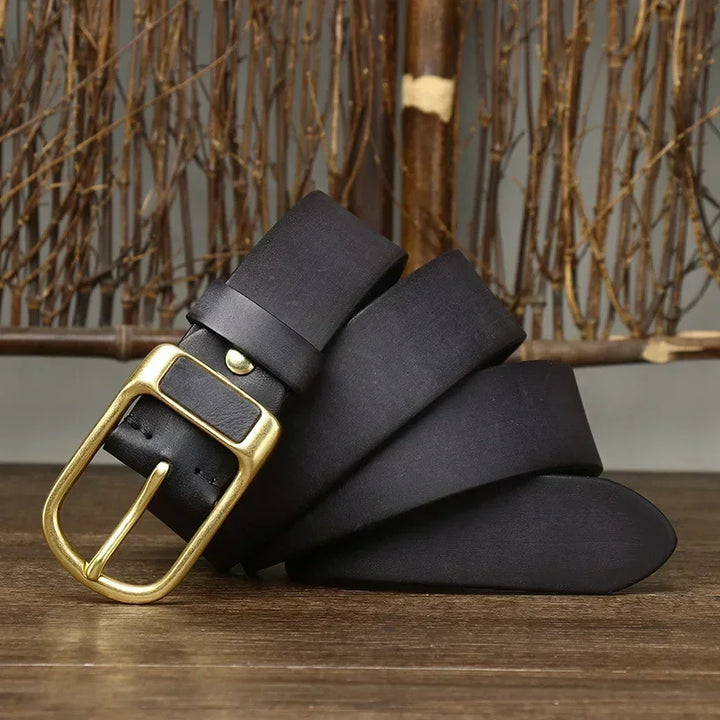 Renzo Brass Buckel Leather Belt