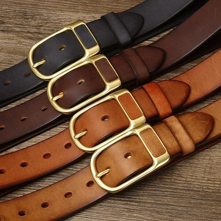 Renzo Brass Buckel Leather Belt