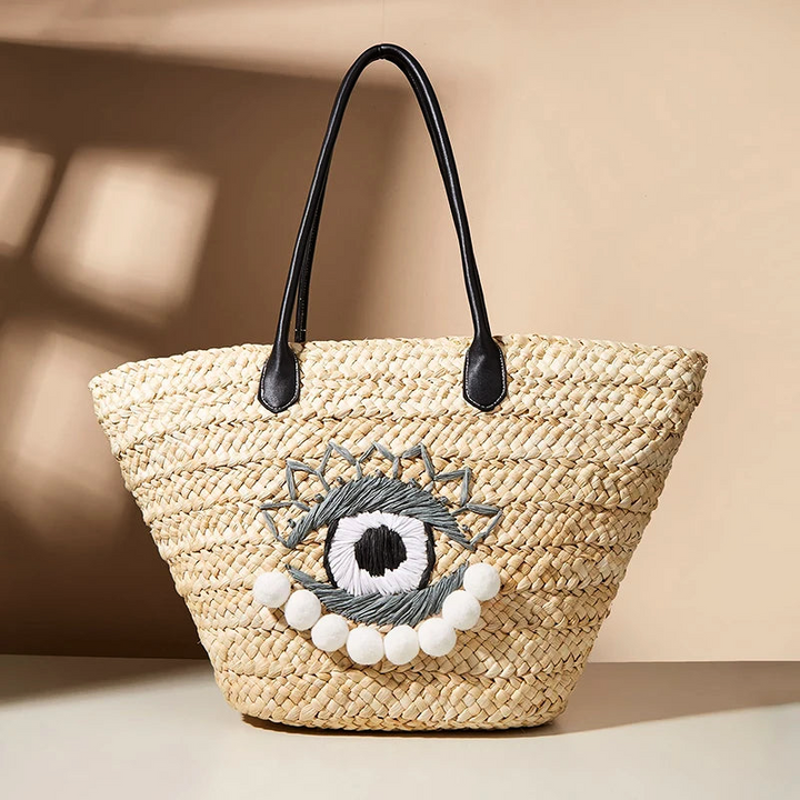 Evil Eye Woven Charm Handbag