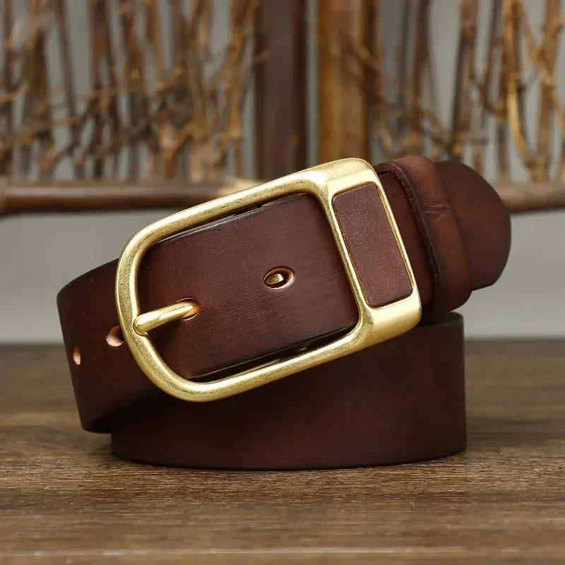 Renzo Brass Buckel Leather Belt