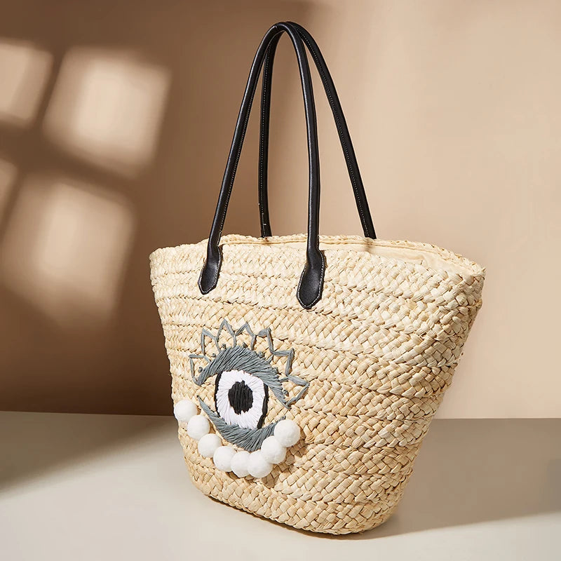 Evil Eye Woven Charm Handbag