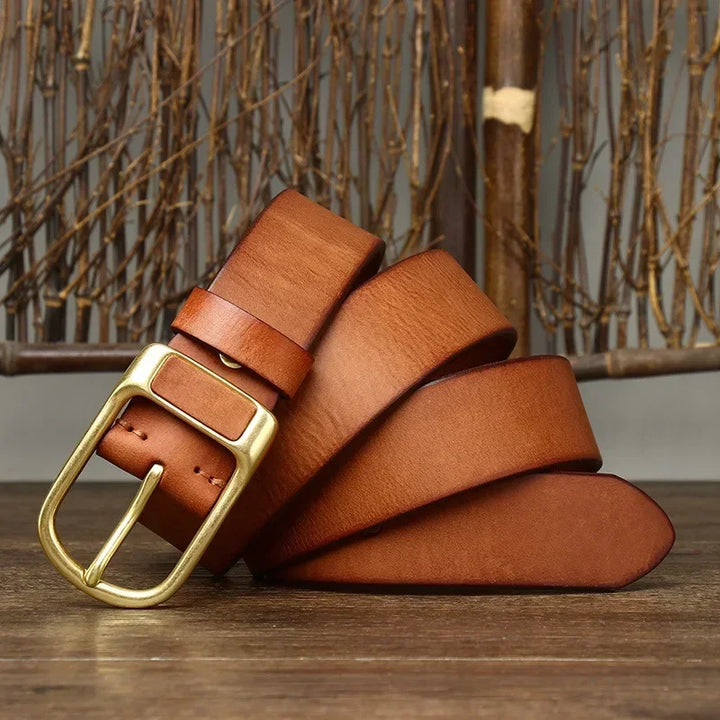 Renzo Brass Buckel Leather Belt