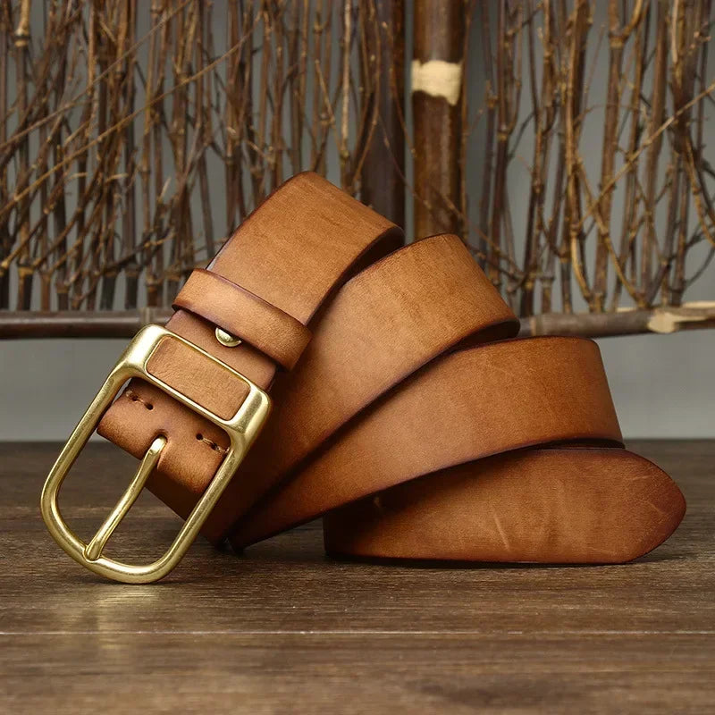 Renzo Brass Buckel Leather Belt