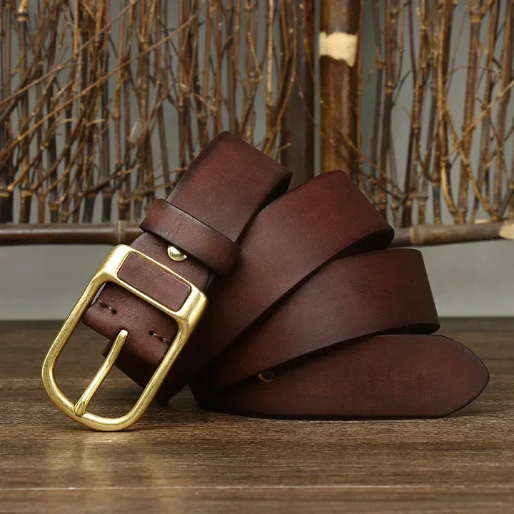 Renzo Brass Buckel Leather Belt