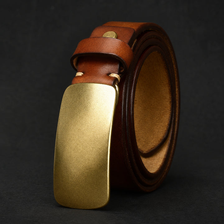 Forged Brass Buckle Leather Belt